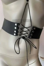Clip-on Leather Corset Harness - Leather Corset Dress - SH594 - Image 2