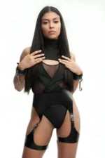 Corset-Style Chain Clamp Garter Set Harness - SH1217 - Image 4