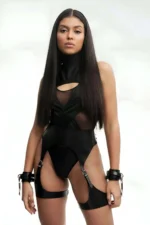 Corset-Style Chain Clamp Garter Set Harness - SH1217 - Image 5