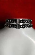 Siyah Kauçuk Büyük Metal Halkalı ve Zımbalı İki Sıra Choker SH573 - Image 2