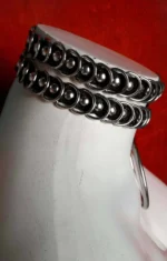 Siyah Kauçuk Büyük Metal Halkalı ve Zımbalı İki Sıra Choker SH573 - Image 3