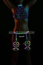 Rainbow Reflective Sexy Garter Lingerie Set - SH460