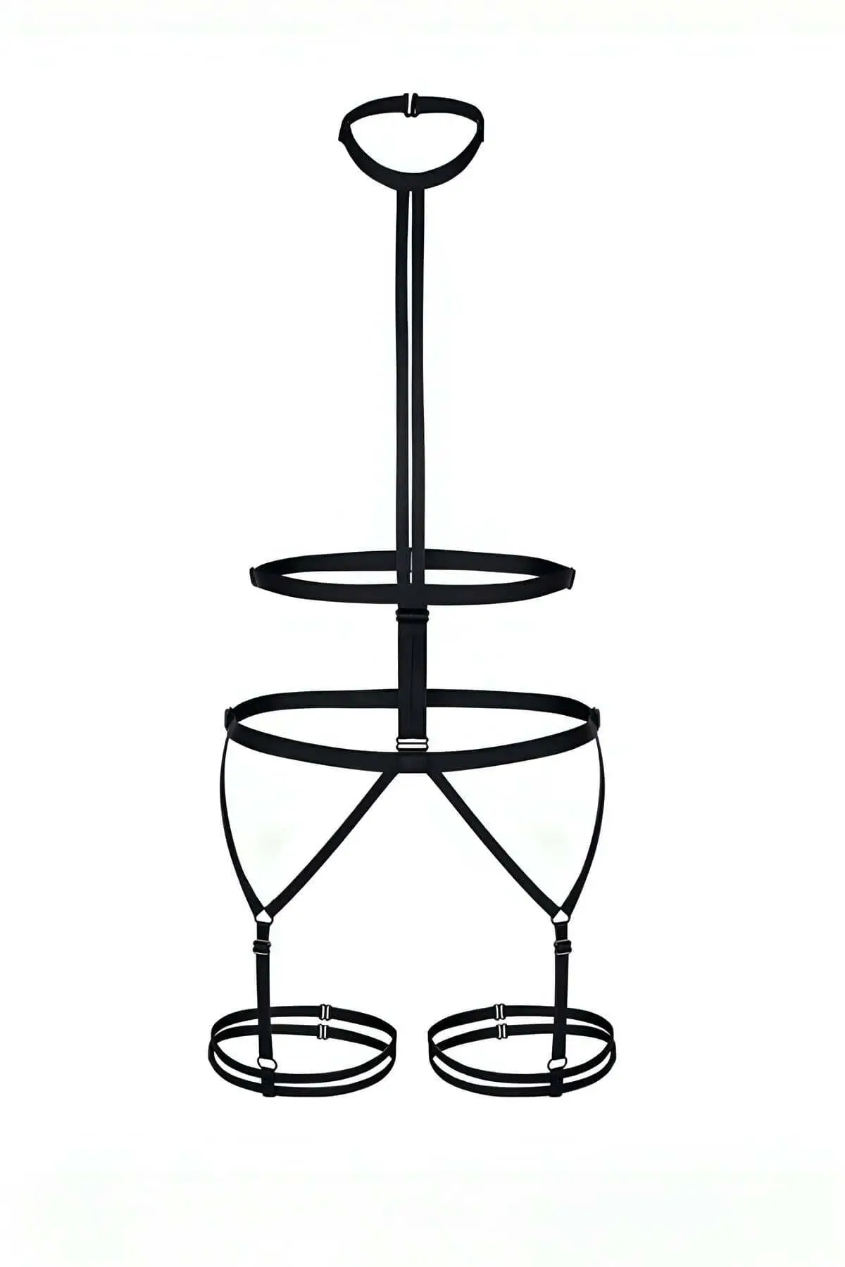 Siyah Lastikli Boyun ve Bacak Detaylı Tüm Vücut Body Harness SH39