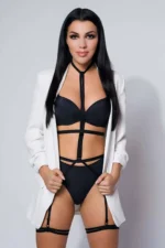 Siyah Lastikli Boyun ve Bacak Detaylı Tüm Vücut Body Harness SH39 - Image 2