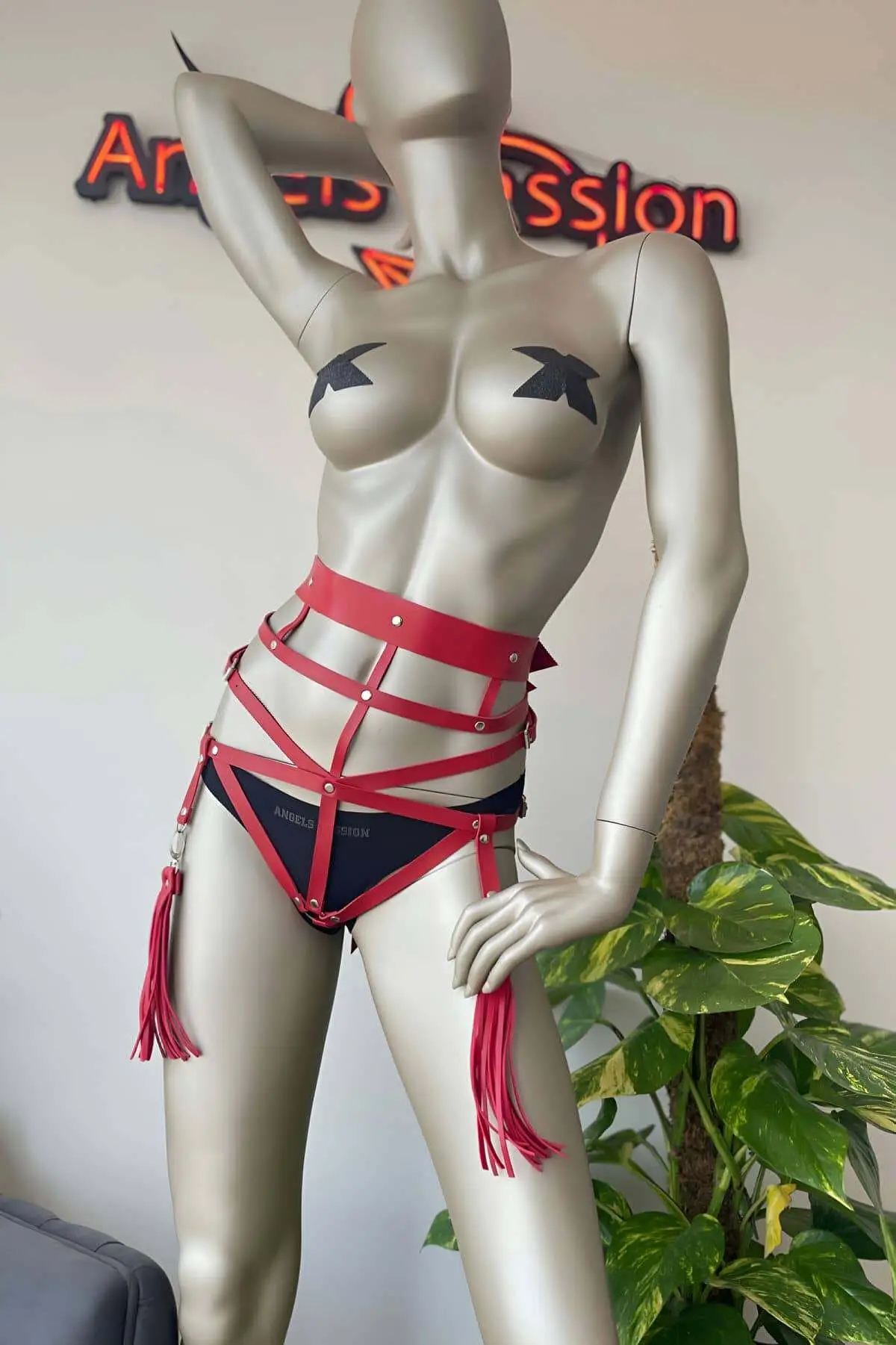 Elegant Red Harness with Tassel Detail