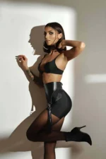 Tasseled, Tie-Up and Adjustable Leather Harness Corset Belt - SH755 - Image 3