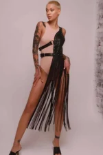 Püsküllü Deri Ceket Harness SH1014