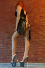 Püskül Detaylı Deri Etek SH411 - Image 2