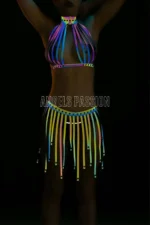 Tasseled Colorful Reflective Fantasy Dress - Sexy Harness Lingerie - SH584