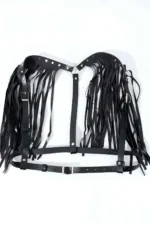 Siyah Deri Omuz Püsküllü Bel Kemerli Body Harness SH1178 - Image 2