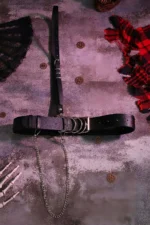 Siyah Deri Tek Omuz Askılı Zincir Detaylı Harness SH939 - Image 4