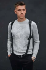 Erkek Deri Omuz Detaylı Harness Gömlek Aksesuarı SHM135