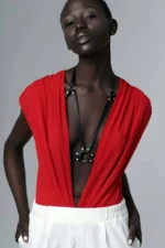 Stylish Leather Harness with Shoulder and Chest Details - SH200