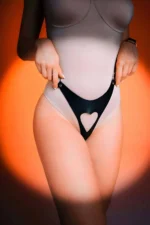 Open-Front Heart Fantasy G-String, Leather Panty Harness - SH1277