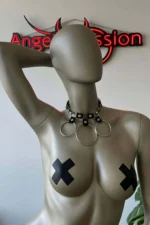 Siyah Elastik Metal Halka ve Trok Aksesuarlı Choker - Image 6