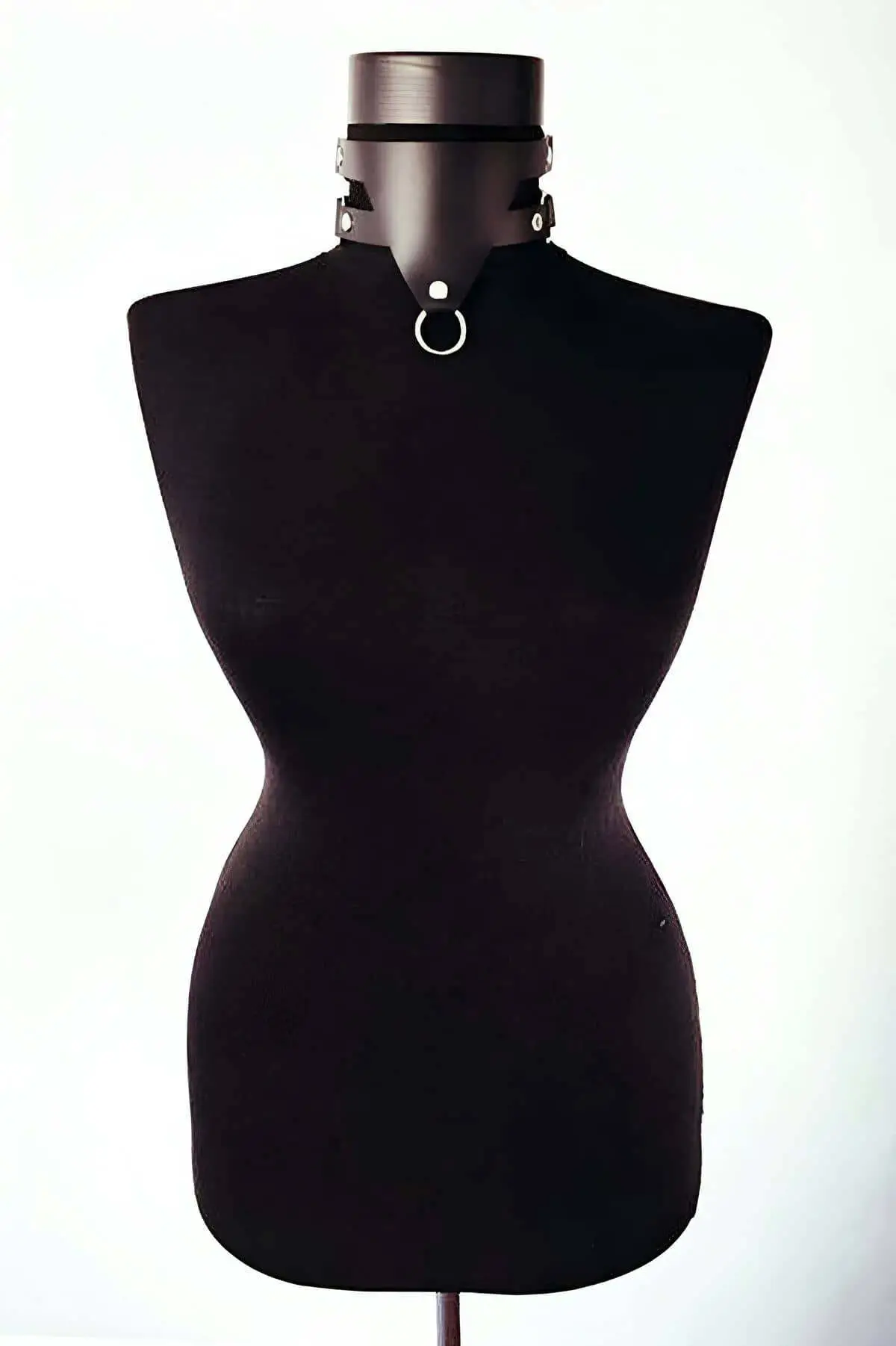 Siyah Deri Metal Halkalı Geniş Choker Tasma Kolye SH21