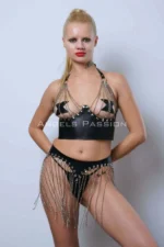 Chain-Detailed Bustier and Skirt Set, Stylish Leather Skirt and Bustier - SH994 - Image 7