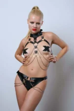 Open Bust and Crotch Handcuffed Fantasy Panty Harness Set - SH1067 - Image 5