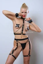 Handcuff Fantasy Lingerie, Handcuff Leather Erotic Apparel - SH1068