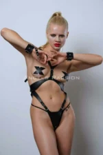 Siyah Deri Kelepçeli Vücut Harness Takımı SH1102 - Image 5