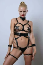 Leather Harness Set, Fancy Leather Lingerie, Women's Underwear - SH1134 - Image 2