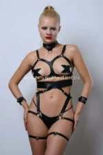 Leather Harness Set, Fancy Leather Lingerie, Women's Underwear - SH1134 - Image 7