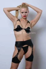 Leather Garter Harness Set, Women's Fantasy Lingerie - SH1220 - Image 2