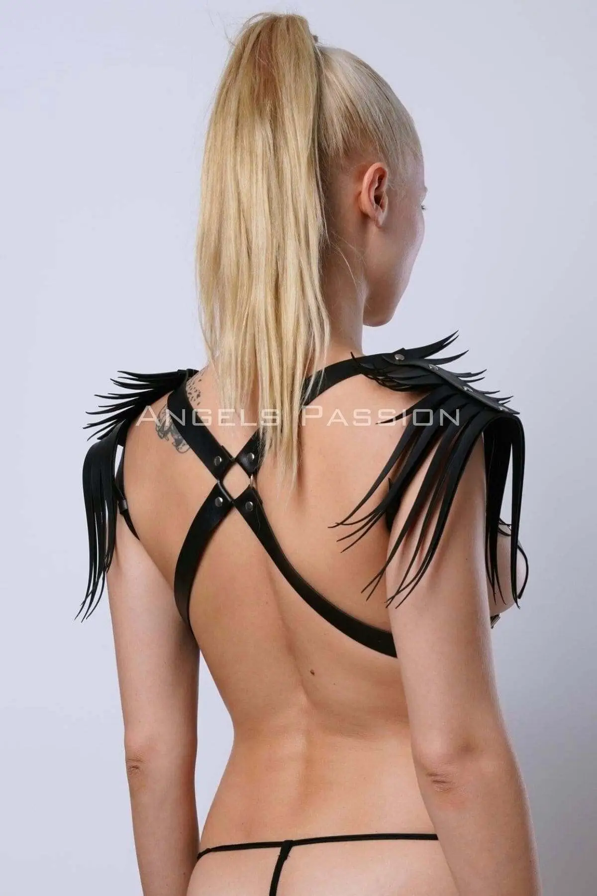 Shoulder Tassel Chest Harness, Leather Tassel Shoulder Harness - SH1240