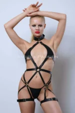 Vegan Leather Harness, Full Body Leather Harness, Erotic Leather Lingerie - SH1331 - Image 3