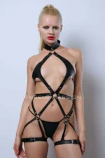 Vegan Leather Harness, Full Body Leather Harness, Erotic Leather Lingerie - SH1331 - Image 8