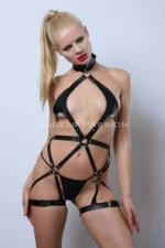 Vegan Leather Harness, Full Body Leather Harness, Erotic Leather Lingerie - SH1331