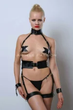 Leather Fantasy Apparel, Slave Harness Set with Handcuffs - SH1338 - Image 3
