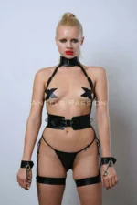 Leather Fantasy Apparel, Slave Harness Set with Handcuffs - SH1338 - Image 8