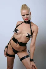 Leather Fantasy Apparel, Slave Harness Set with Handcuffs - SH1338 - Image 5