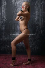 Siyah Deri Zincirli Tasma El ve Ayak Kelepçe Seti SH1340