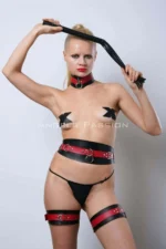 Whip, Handcuffs, Full Set, Leather Fantasy Slave Set - SH1342 - Image 8