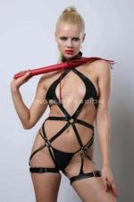 Red Whip Leather Harness, Full Body Leather Harness, Erotic Leather Lingerie - SH1348 - Image 8