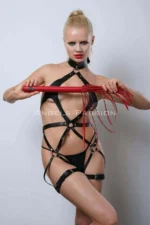 Red Whip Leather Harness, Full Body Leather Harness, Erotic Leather Lingerie - SH1348 - Image 10