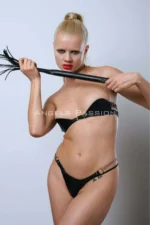 Whip and Mesh Open Leather Bra Set, Open Mesh Bra and Panty Set - SH1354 - Image 4