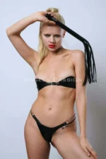 Whip and Mesh Open Leather Bra Set, Open Mesh Bra and Panty Set - SH1354 - Image 6