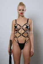 Siyah Deri Metal Halkalı Tüm Vücut Body Harness SH1356 - Image 5