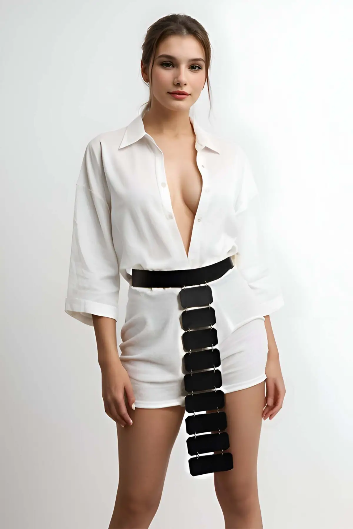 Square Detail Stylish Belt, Fancy Belt, Women's Leather Belt - SH1368