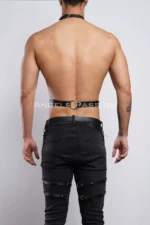 Siyah Deri Metal Halkalı Erkek Göğüs ve Bacak Jartiyer Harness Takımı SHM202 - Image 5