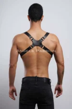 Siyah Deri Metal Tokalı Pantolon Askılı Erkek Harness SHM160 - Image 7
