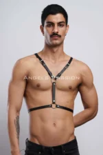 Siyah Deri Kanat Detaylı Erkek Harness SHM150 - Image 2