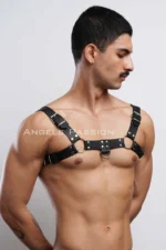 Siyah Deri Metal Halkalı ve Tokalı Bulldog Erkek Harness SHM149 - Image 3