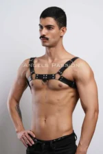 Siyah Deri Metal Halkalı ve Tokalı Bulldog Erkek Harness SHM149 - Image 7