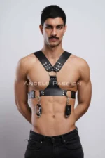 Kelepçeli Deri Erkek Göğüs Harness SHM121 - Image 8