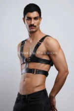 Siyah Deri Erkek Gömlek Üstü Harness SHM119 - Image 6