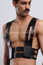 Kelepçeli Siyah Deri Erkek Harness SHM118 - Image 4